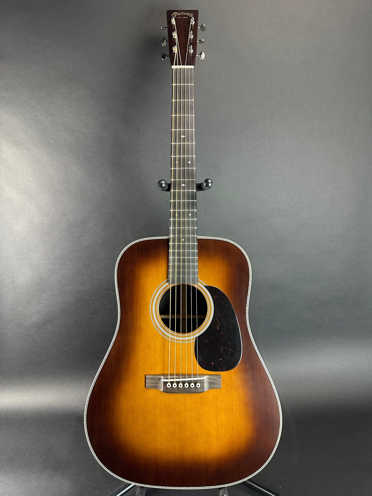 Full front of Used Martin Custom Shop D-28 1937 Vintage Low Gloss Ambertone.