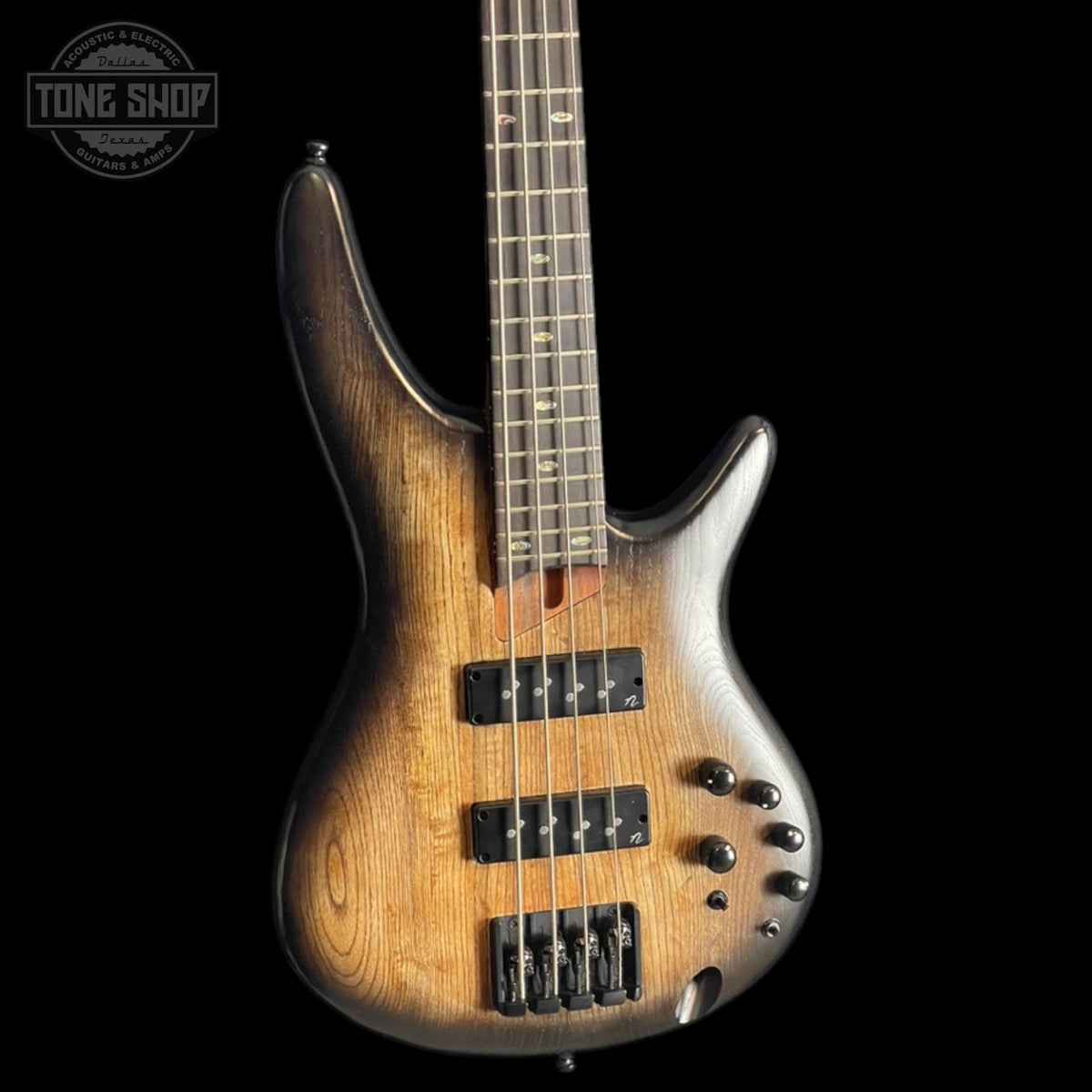 Front of Used Ibanez Sound Gear SR600E Antique Brown Stained Burst TSS7274.