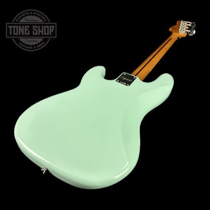 Back angle of Used Squier Classic Vibe 70's Precision Bass Surf Green.