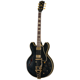 Full frontal of Gibson Custom Limited 59 ES 345 Varitone Bigsby Ebony Heavy Aged.