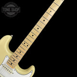 Fretboard of Fender 1968 Stratocaster DLX Closet Classic Maple Neck Aged Vintage White.