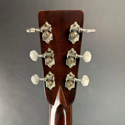 Back of headstock of Used Martin Custom Shop D-28 Authentic 1937 Vintage Low Gloss w/Stage 1 Aging.
