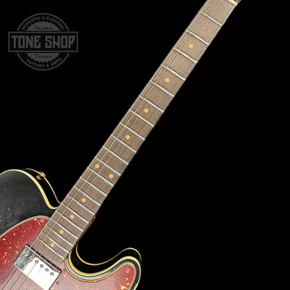 Fretboard of Fender Custom Shop Limited Edition Reverse '60 Tele Custom Heavy Relic Aged Black Over 3 Color Sunburst.