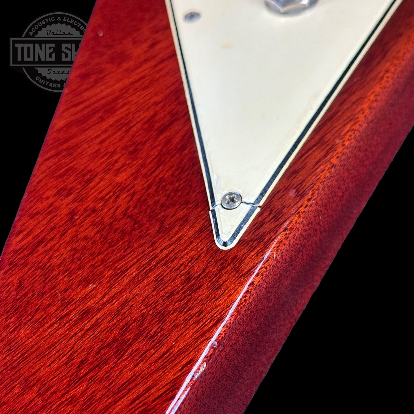 Pickguard shrink of Vintage 1971 Gibson Flying V Medallion #145.