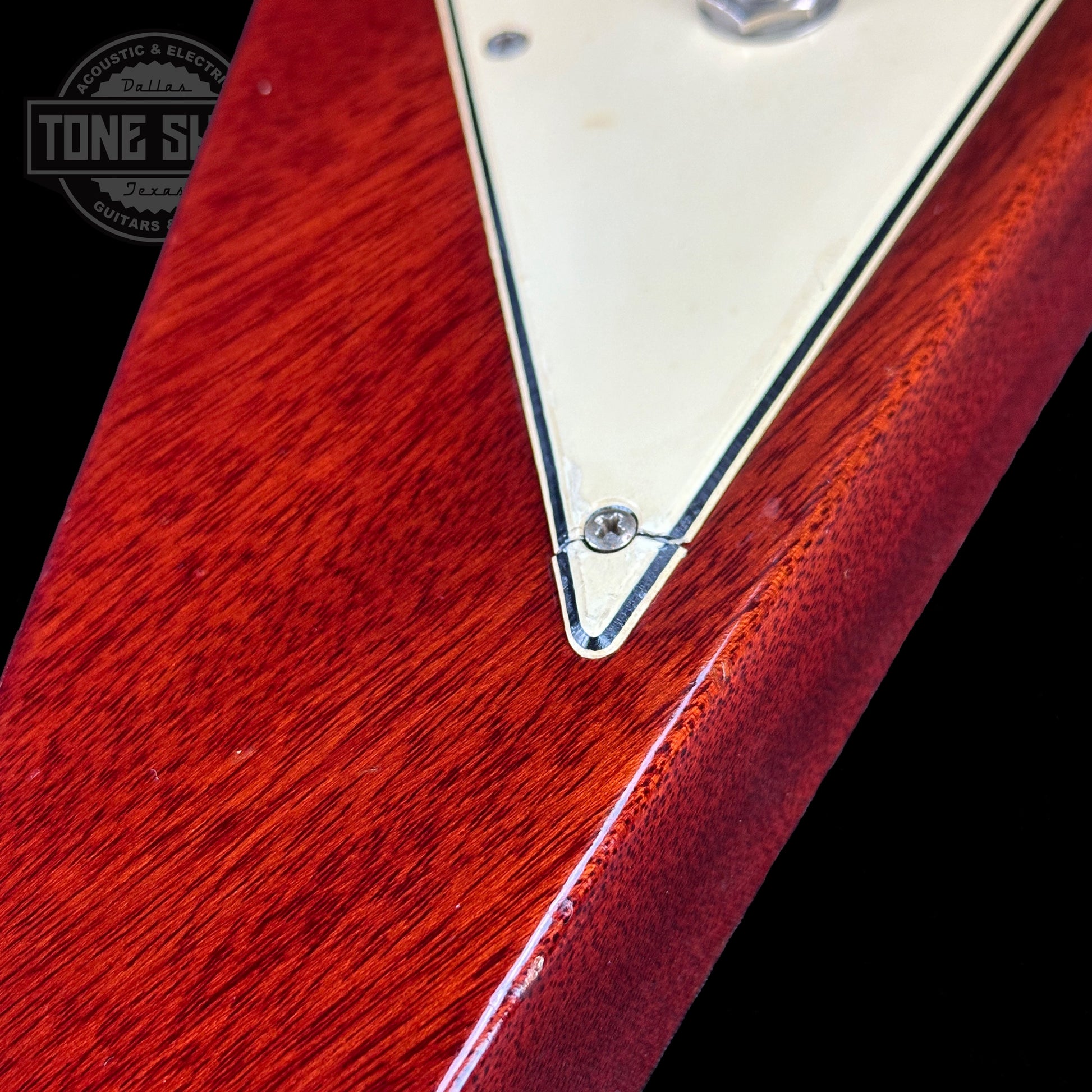 Pickguard shrink of Vintage 1971 Gibson Flying V Medallion #145.