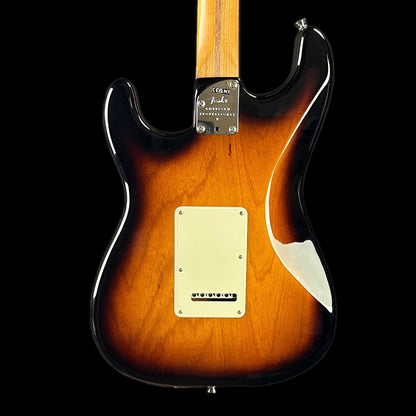 Back of body of Fender American Professional II Strat Roasted MP 2-Color Sunburst Ash.