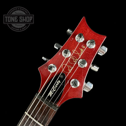 Front of headstock of Used PRS Singlecut Trem McCarty Burst 10 Top.