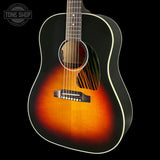Front angle of Gibson Custom Made 2 Measure J-45 Standard Long Scale Vintage Sunburst.