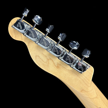 Back of headstock of Used 2019 Fender FSR Thin Skin Telecaster Black.