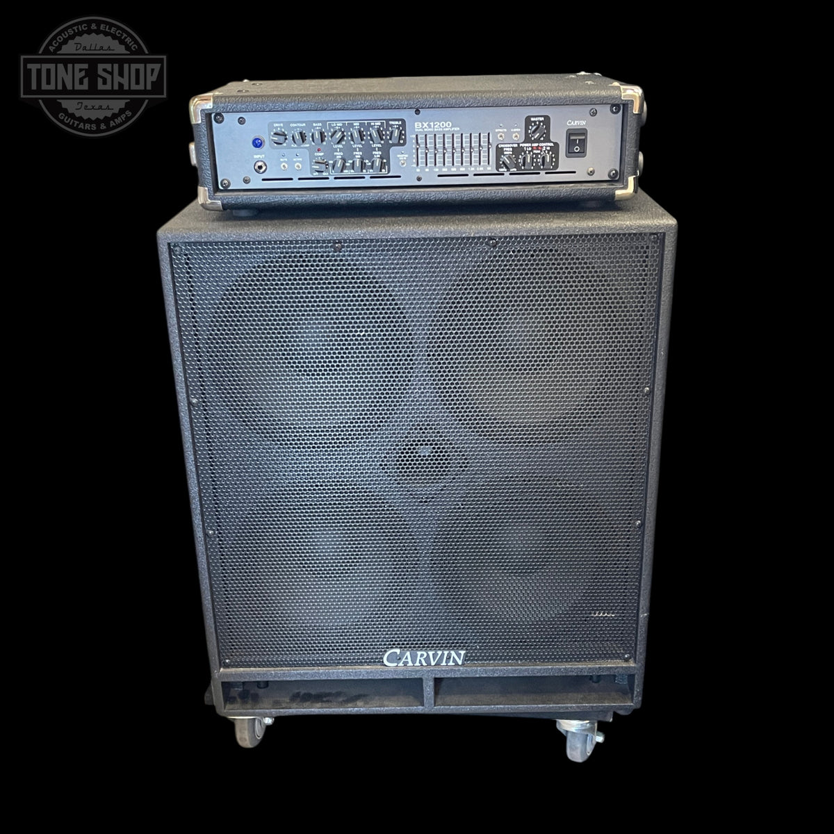 Front of Used Carvin BX1200 Dual Mono Head & BXR 10.4 Neo Cabinet TSS7573.
