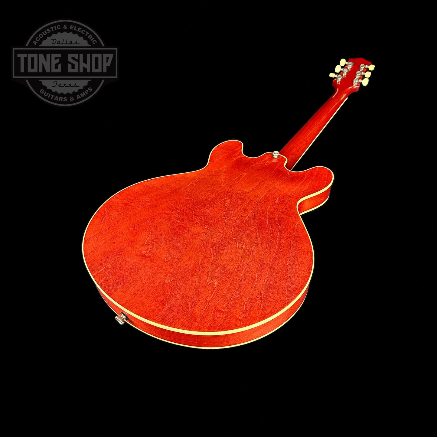 Back angle of Collings I35-LC Vintage Faded Cherry.