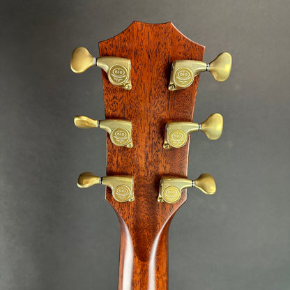 Back of headstock of Used Taylor 517e Builder's Edition.