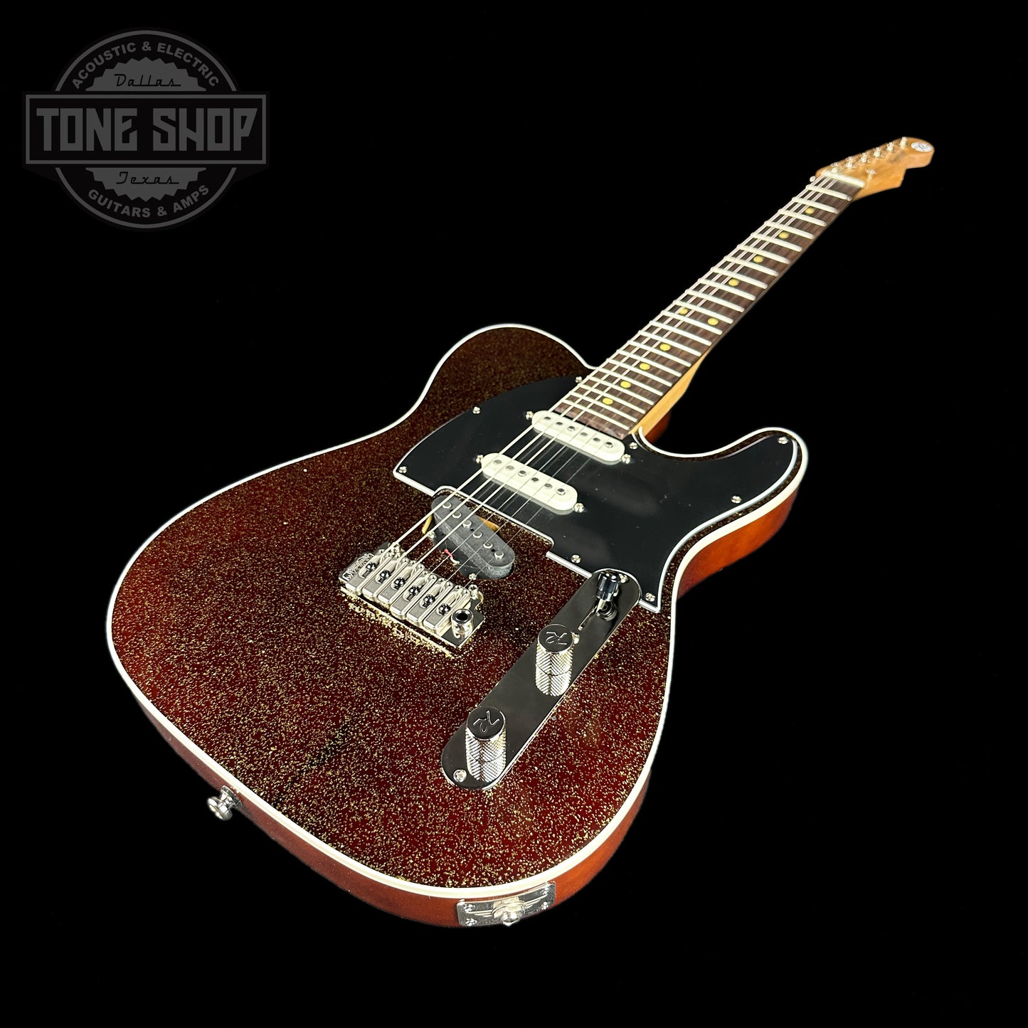 Front angle of Reverend PA2S Pete Anderson Eastsider S Gloss Root Beer Sparkle Tone Shop Exclusive RW.