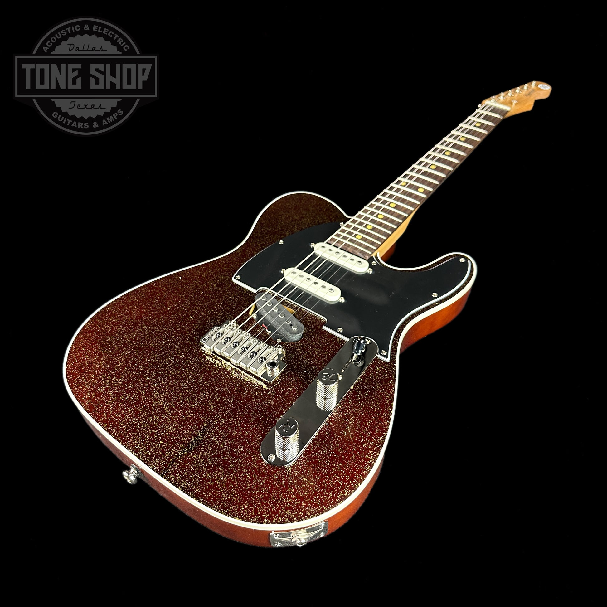 Front angle of Reverend PA2S Pete Anderson Eastsider S Gloss Root Beer Sparkle Tone Shop Exclusive RW.