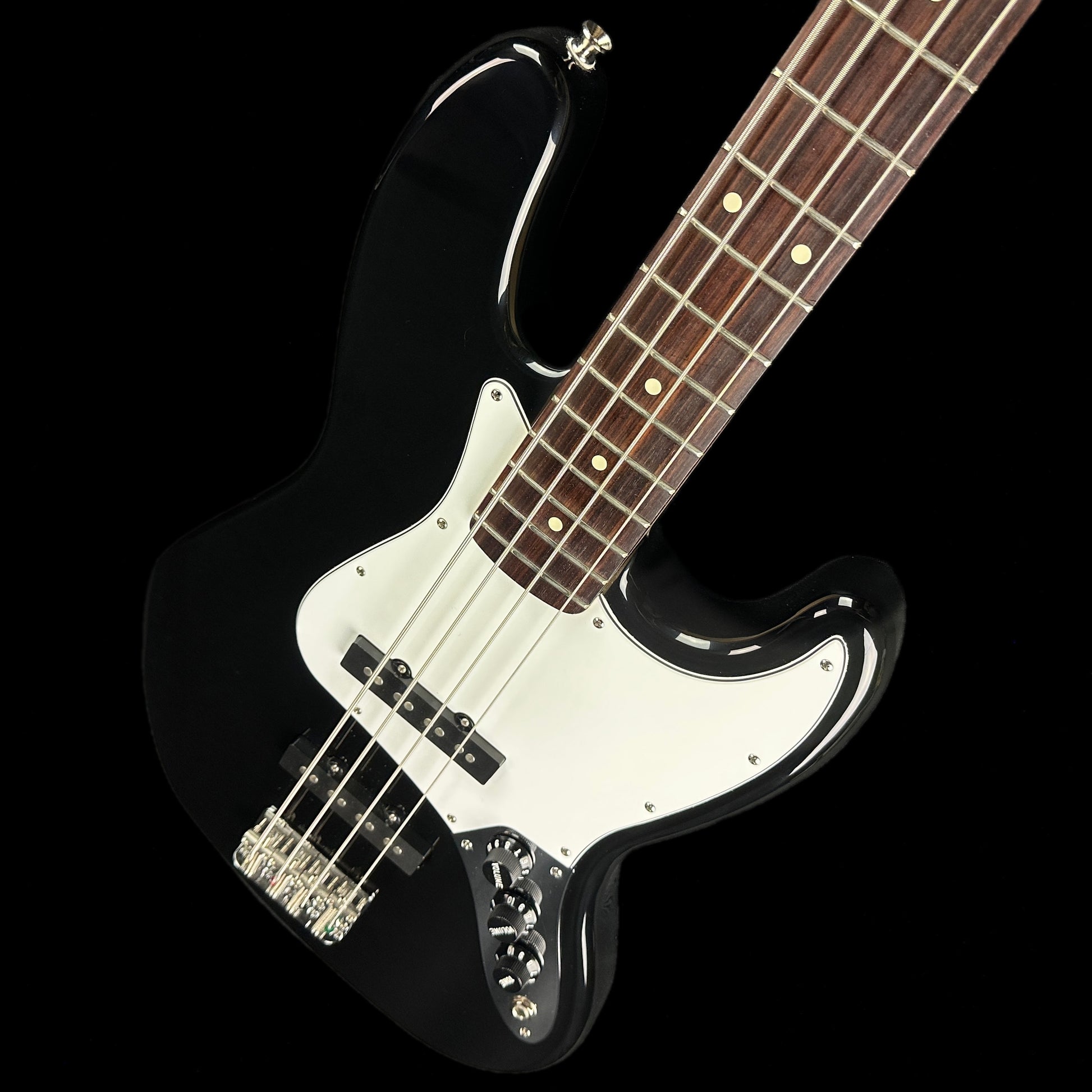 Front angle of Used Fender Standard Jazz Bass Black.
