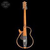 Back of Used 2013 Yamaha SLG200S Natural Silent Travel Guitar.