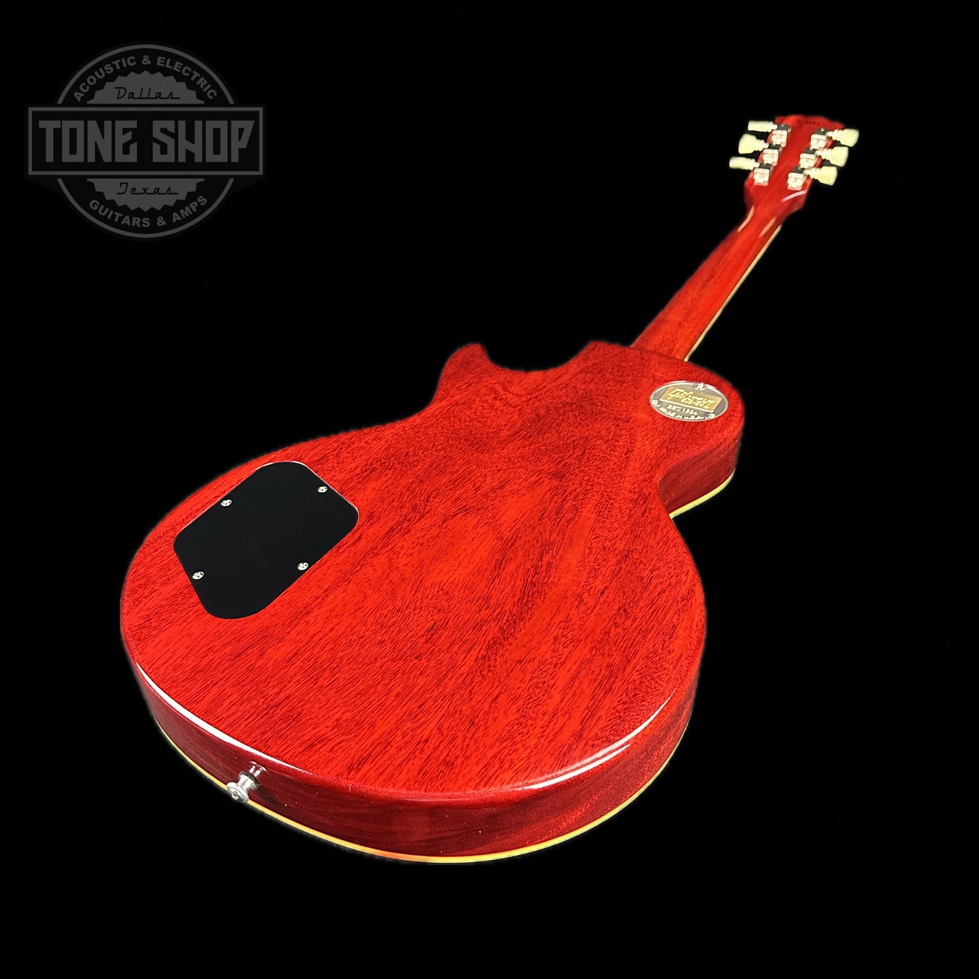 Back angle of Used 2018 Gibson Custom Shop Wildwood Spec 1960 Les Paul Standard Reissue Lemon Burst.