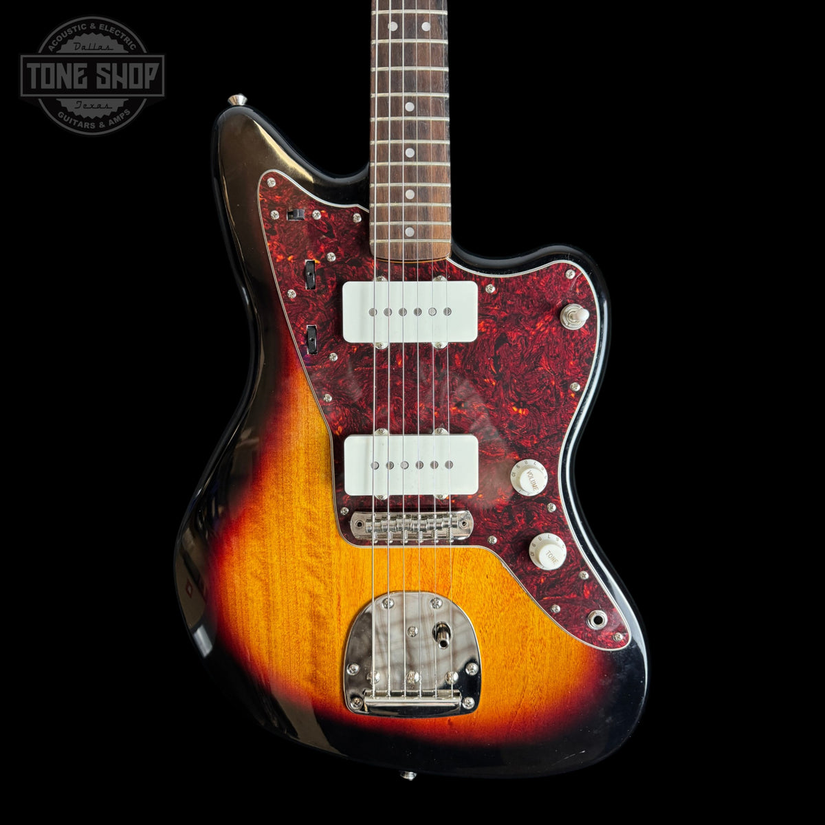 Front of Used 2021 Squire Jazzmaster Classic Vibe 60's 3 Tone Sunburst.