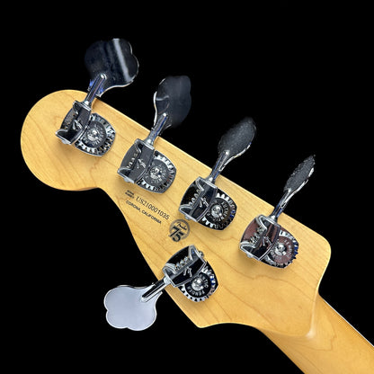 Back of headstock of Used Fender American Ultra Jazz V Bass RW 3-Color Sunburst.