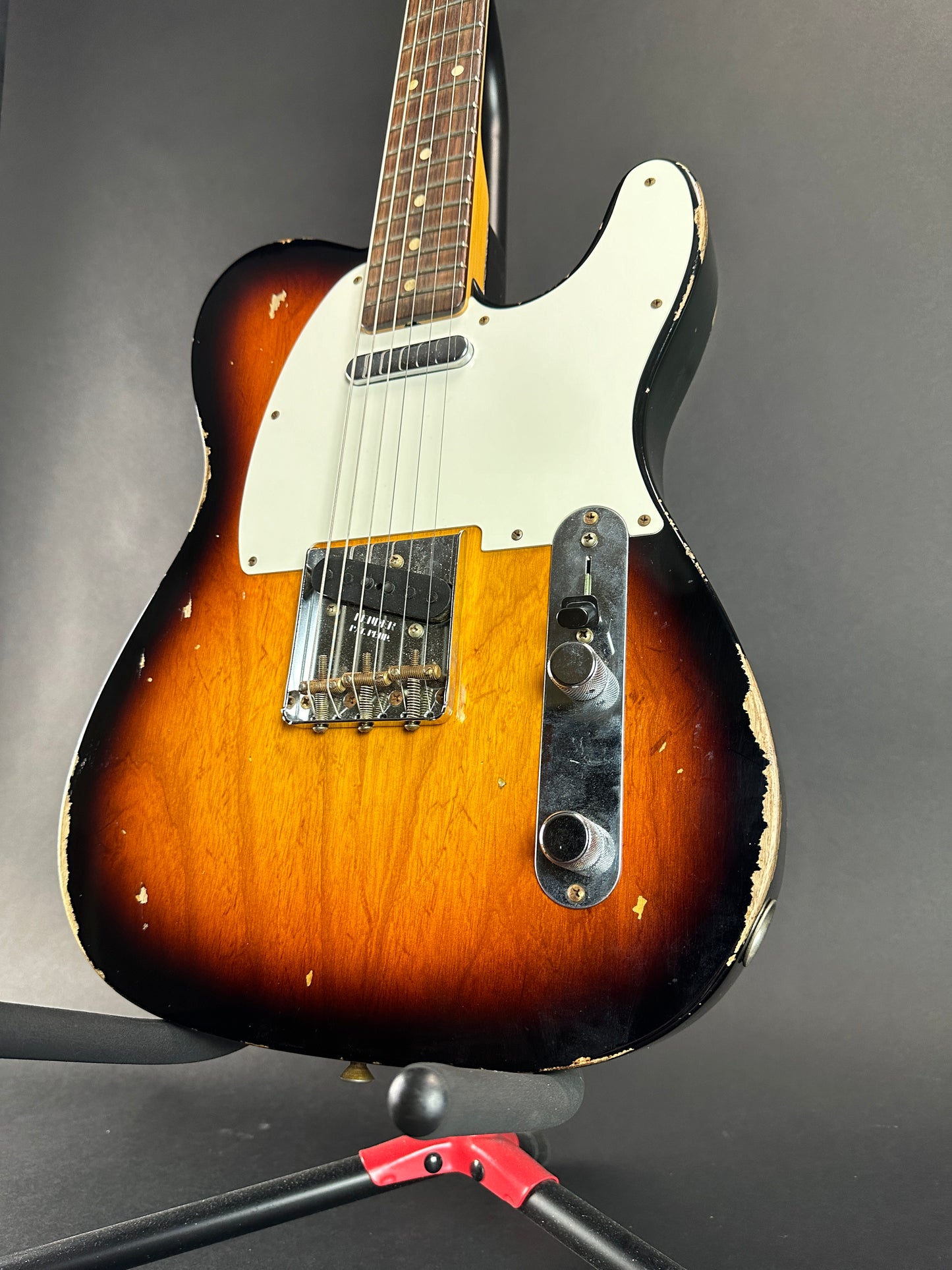 Front angle of Used Fender Custom Shop 1960 Telecaster Faded Aged 3-Color Relic.