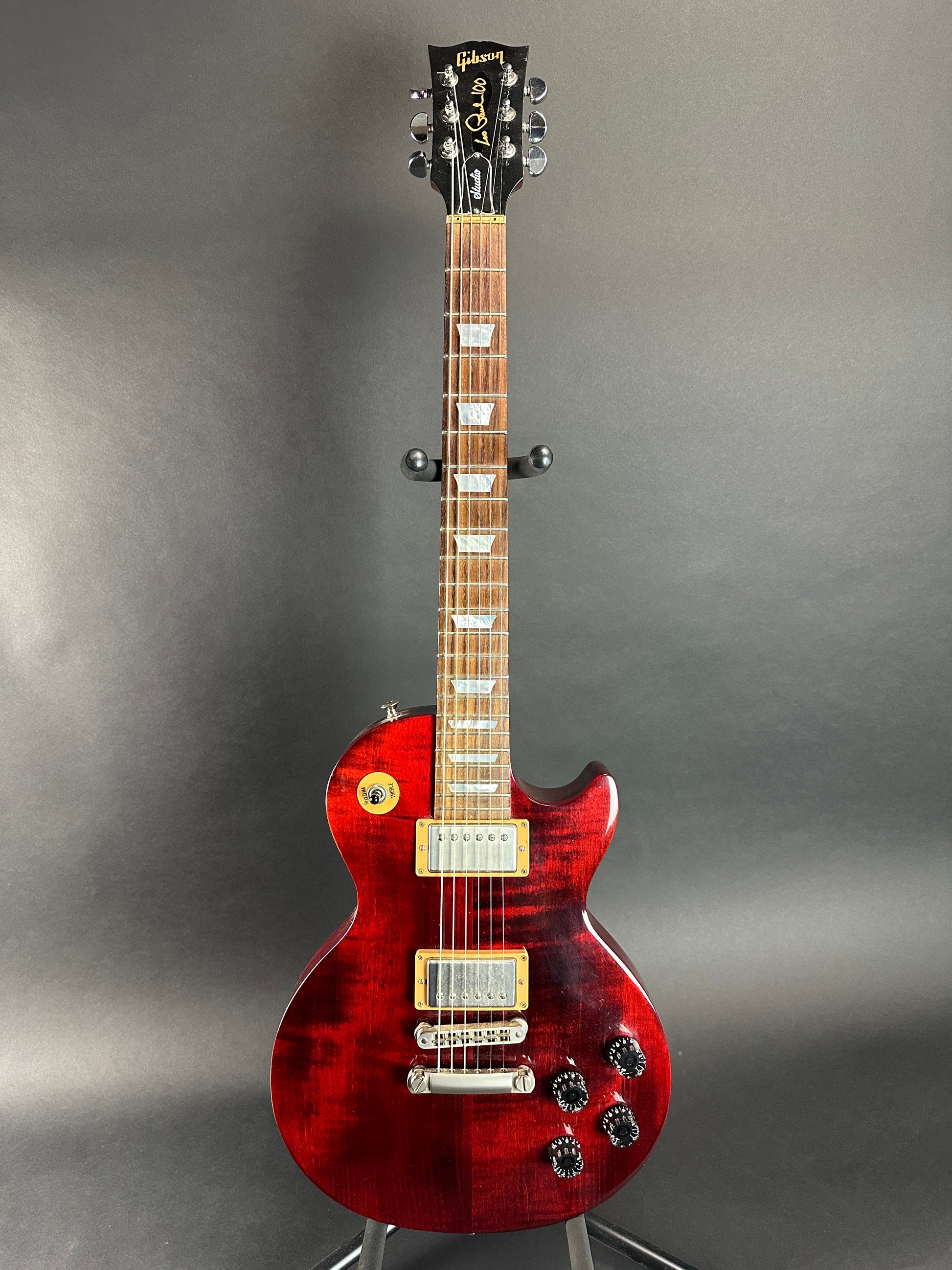 Full front of Used Gibson Les Paul Studio Anniversary Wine Red.