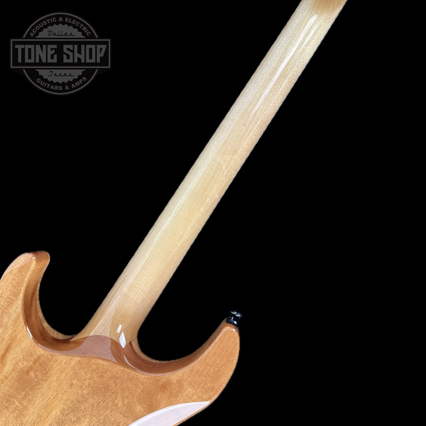 Back of neck of ESP USA Horizon-II Flame Maple Blood Moon.