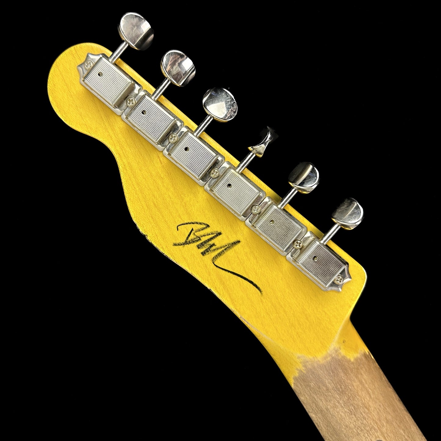 Back of headstock of Nash T-52 Butterscotch Blonde Heavy Aging Ash/MP.