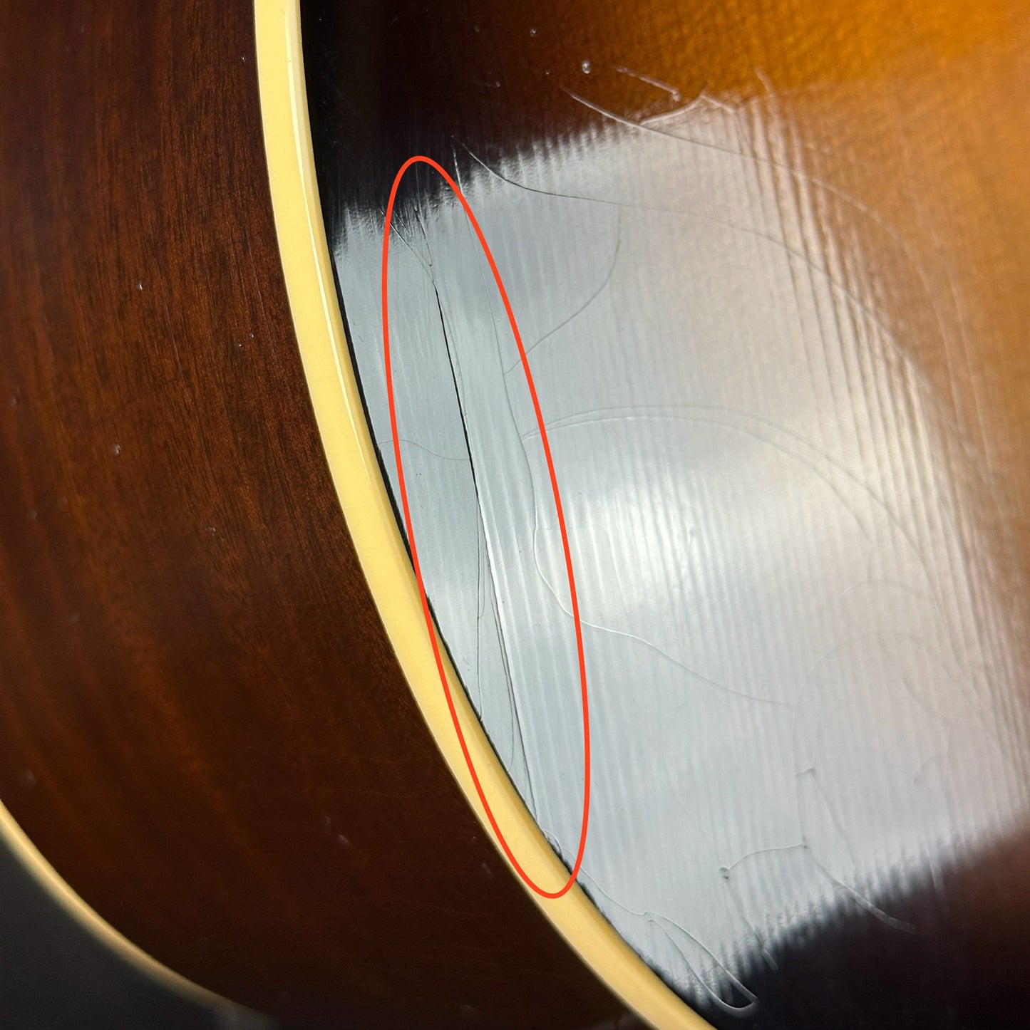 Crack in top of Used Gibson 1942 Banner J-45 Murphy Lab.