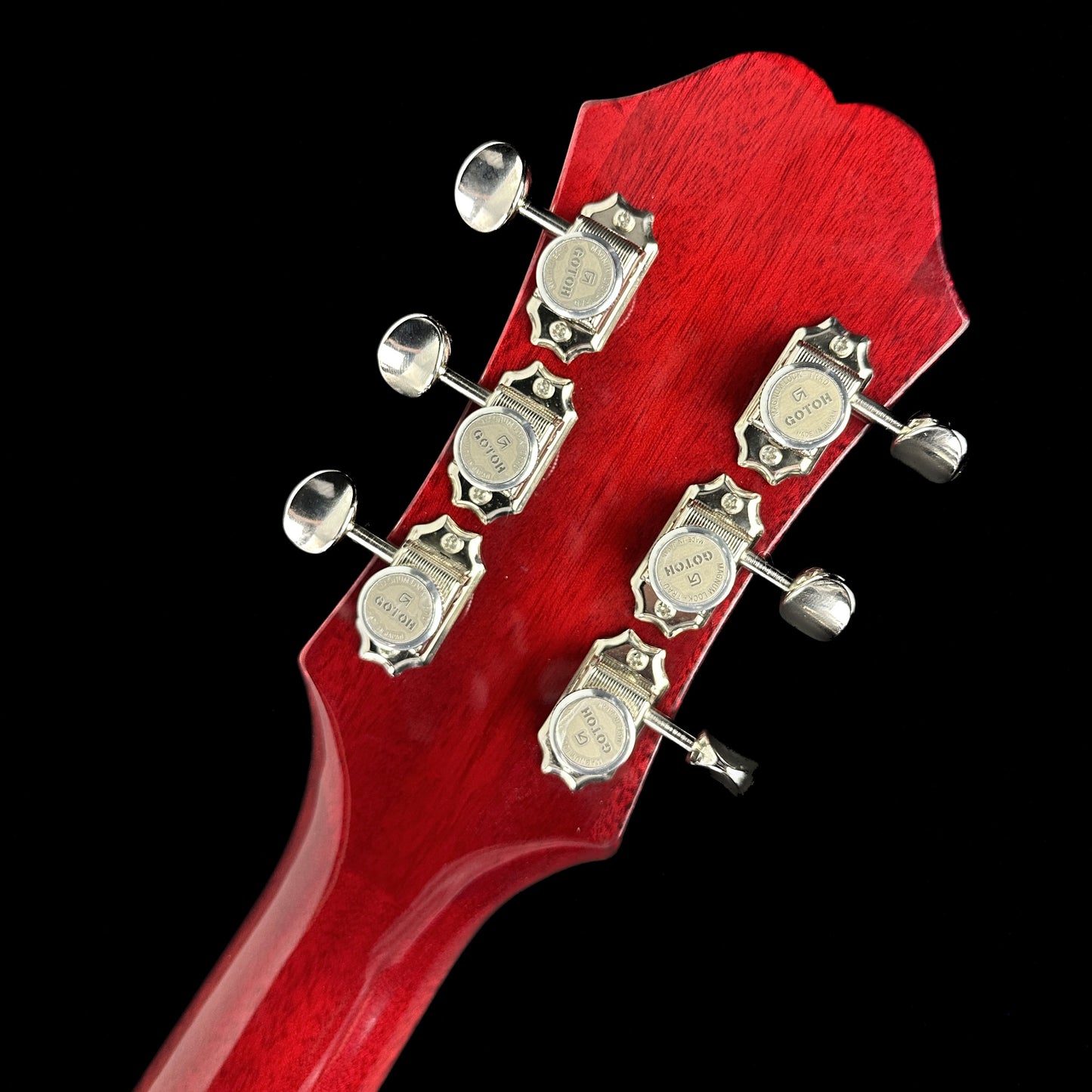 Back of headstock of Used Epiphone ES-339 Dot Cherry.