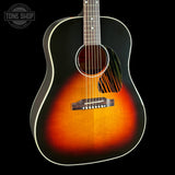 Front angle of Gibson Custom Made 2 Measure J-45 Standard Long Scale Vintage Sunburst.