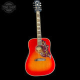 Full frontal of Used 2020 Gibson Hummingbird Standard Heritage Cherry Burst.