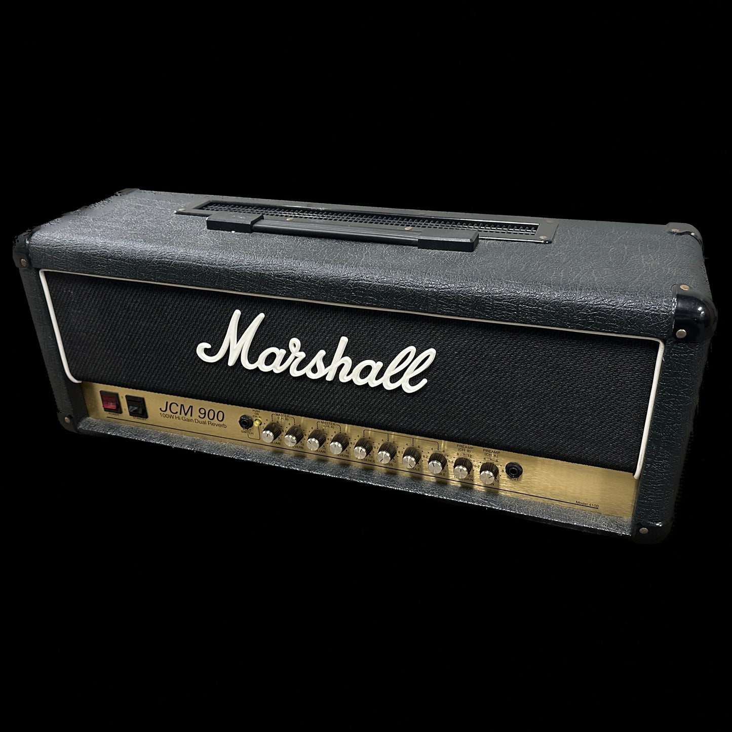 Front of Used Marshall 100w High Gain Dual Reverb JCM900 Head.