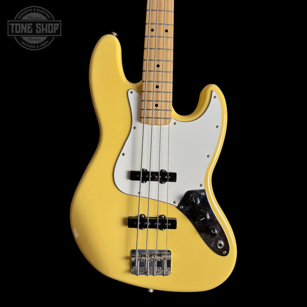 Front of Used Fender Player II Jazz Bass Hialeah Yellow.
