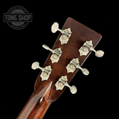 Back of headstock of Martin Custom Shop D-28 Authentic 1937 Vintage Low Gloss w/Stage 1 Aging.