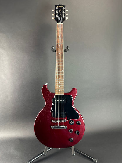 Full front of Used Gibson Rick Beato Les Paul Special Double Cut Cherry.