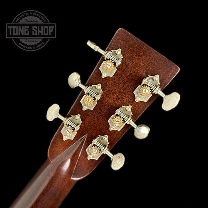 Back of headstock of Martin Custom Shop 000-28 Authentic 1937 Vintage Low Gloss w/Stage 1 Aging w/Ambertone Burst.