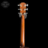 Back of headstock of Used Taylor Custom C14ce Bearclaw Sitka/Indian Rosewood.
