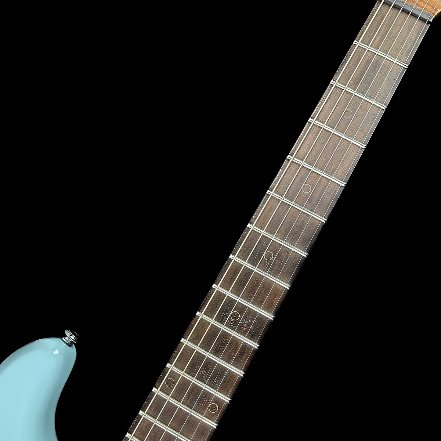 Fretboard of Used Schecter Nick Johnston Traditional HSS Atomic Mist.
