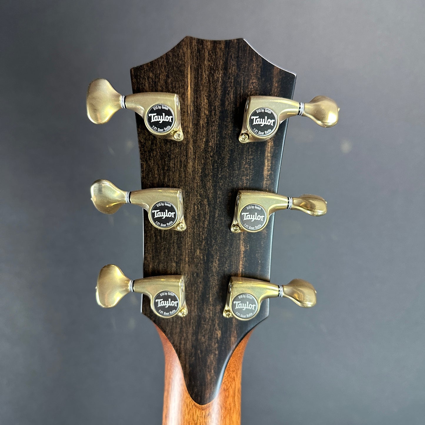 Back of headstock of Used Taylor 912ce Builder's Edition WHB.