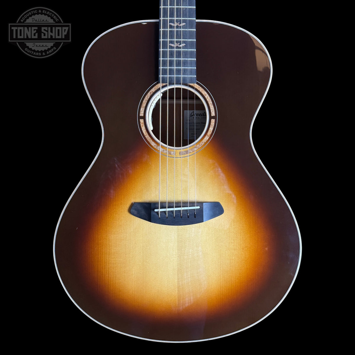 Front of Used Breedlove Legacy Concerto Vintage Sunburst.