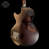 Back of body of Used 2022 Gibson Les Paul Traditional Pro V Satin Desert Burst.