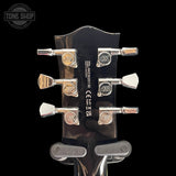 Back of headstock of Used Woodrite Warlord Ebony.