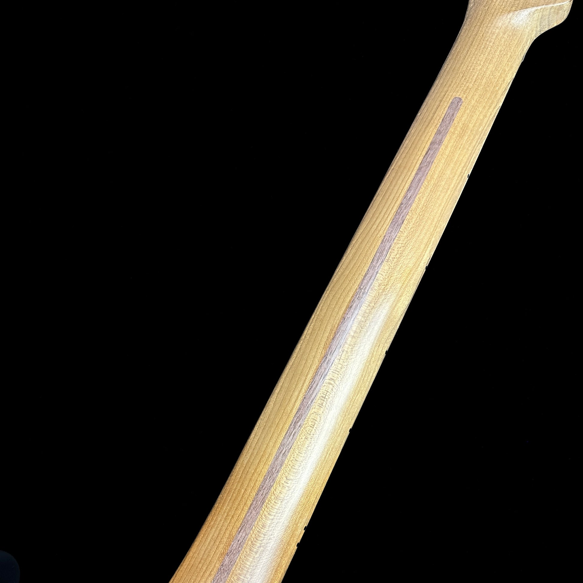 Back of neck of Fender American Professional II Strat Roasted MP 2-Color Sunburst Ash.