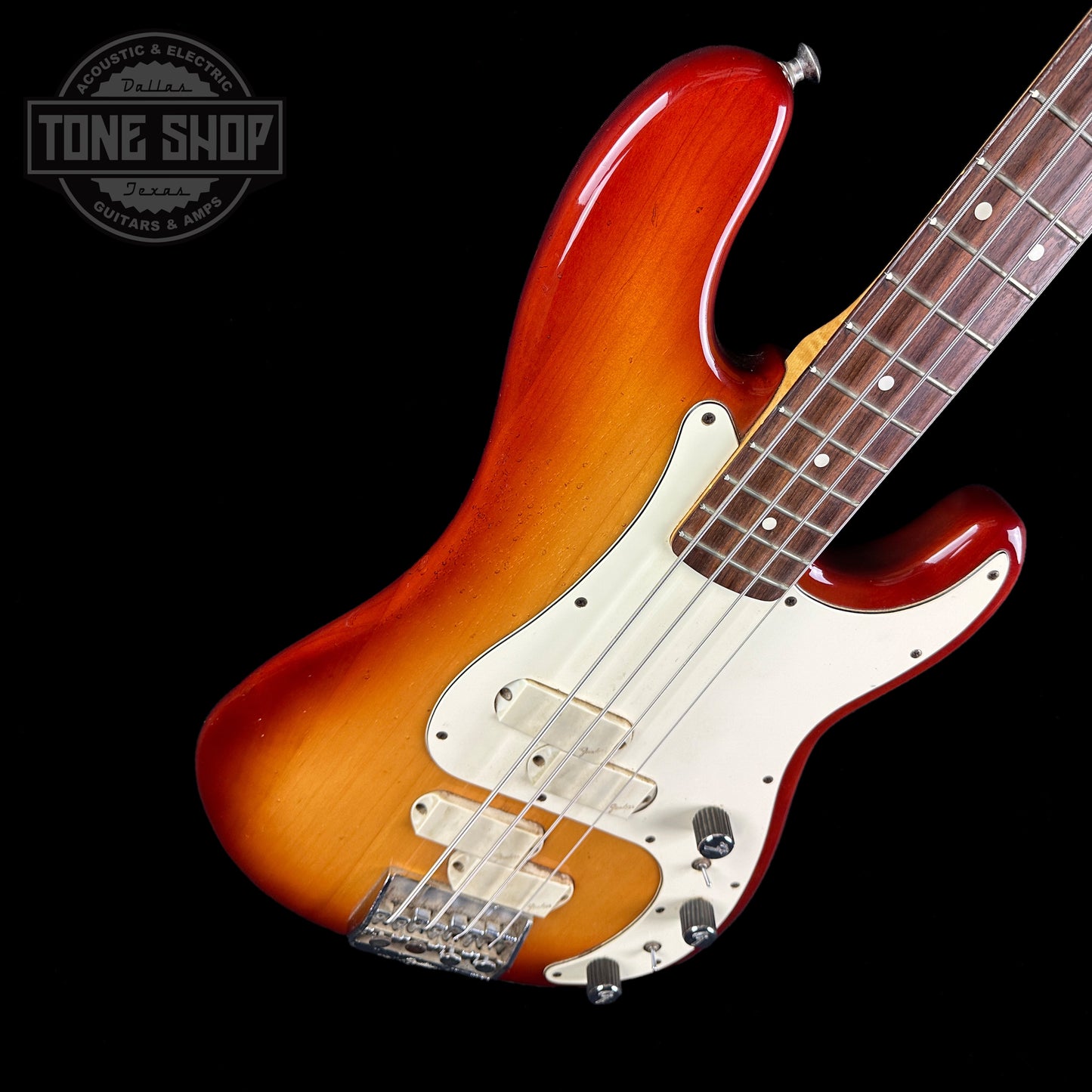 Front angle of Used 1983 Fender Elite Precision Bass II Sienna Burst.