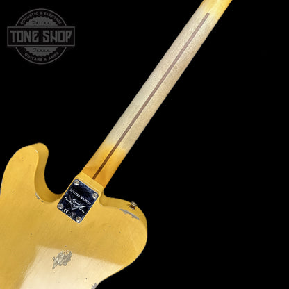 Back of neck of Fender Custom Shop 2023 Collection Ltd Nocaster Thinline Relic Aged Nocaster Blonde.