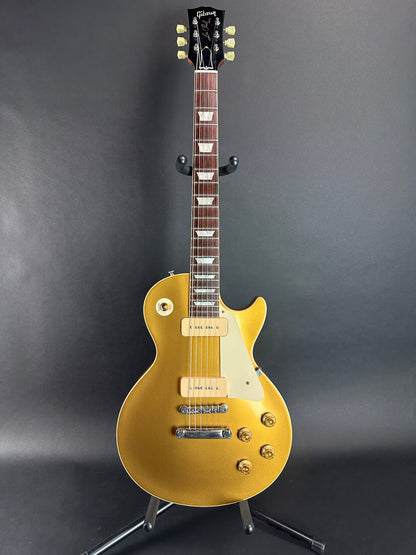 Full front of Used 2007 Gibson Custom Shop 1956 Reissue Les Paul Gold Top.