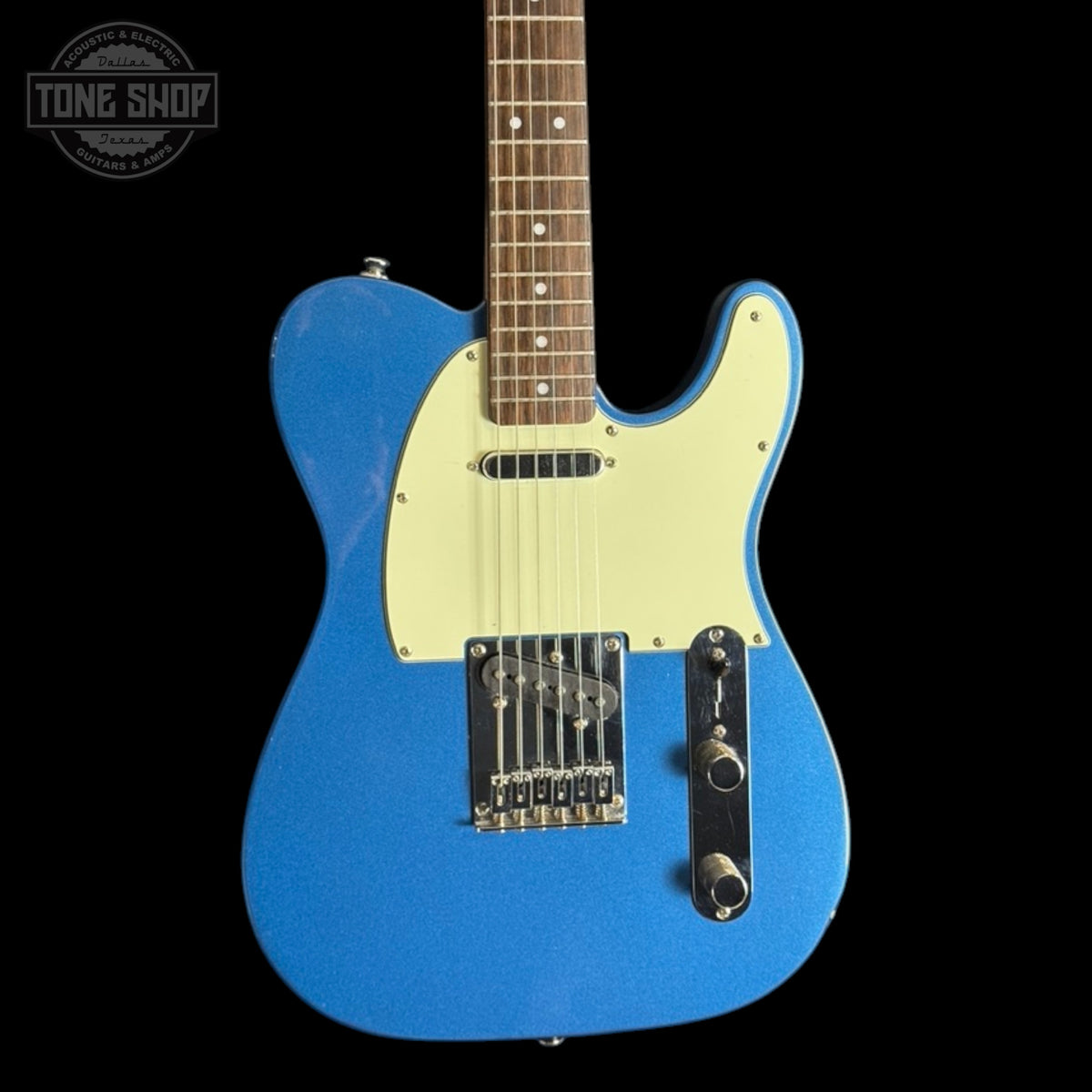Front of Used Squier FSR Bullet Telecaster Lake Placid Blue TSS7256.