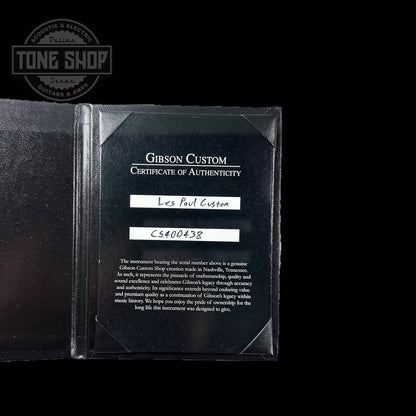 Spec sheet for Gibson Custom Shop Les Paul Custom Chambered Heavy White Antique VOS GH.