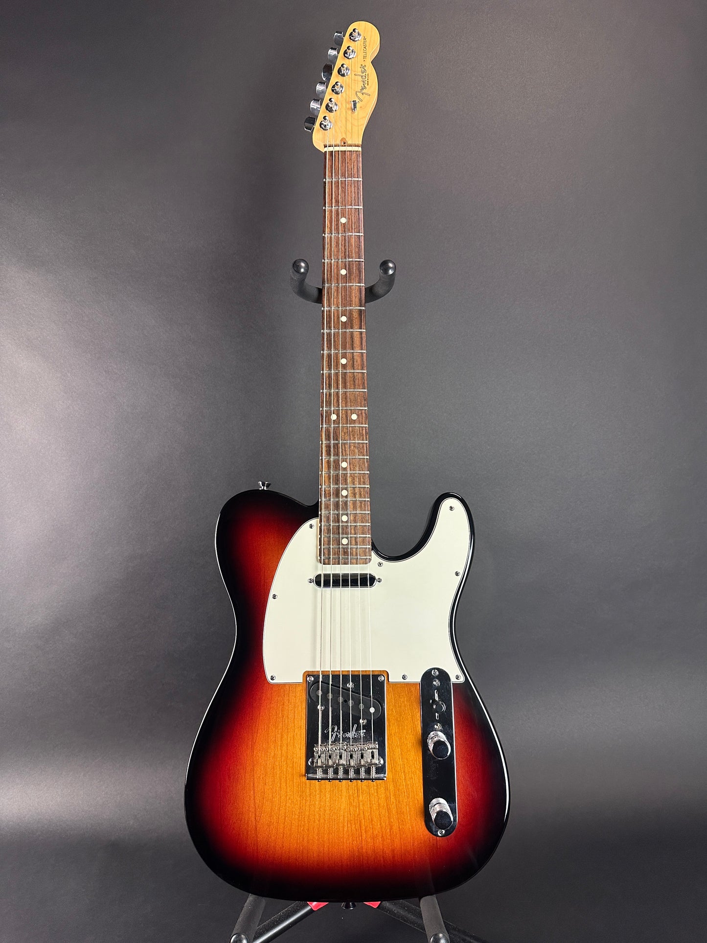 Full front of Used 2009 Fender American Standard Telecaster RW 3 Tone Sunburst.