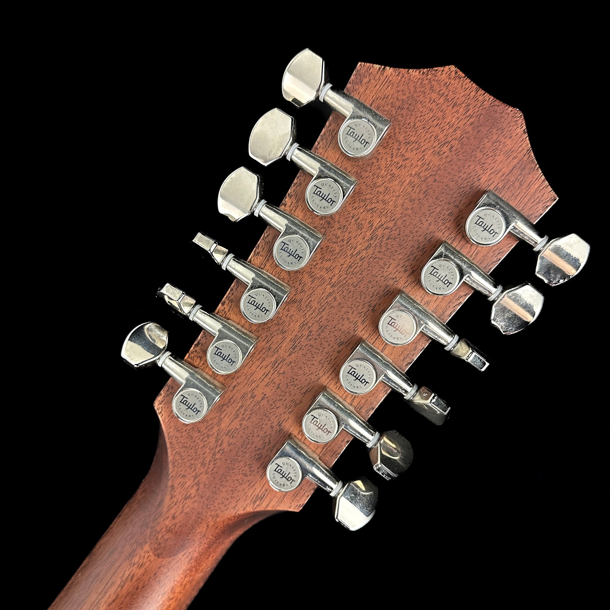 Back of headstock of Used Taylor T5Z-12 Classic Rosewood.